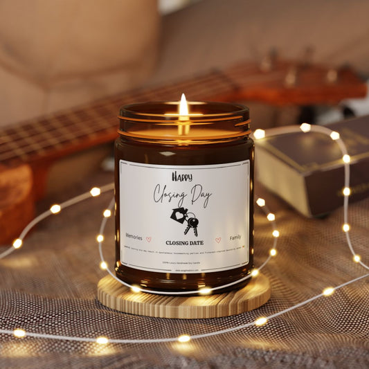 Personalized Happy Closing Day Candle – Funny Realtor Gift for New Homeowners | Real Estate Soy Candle